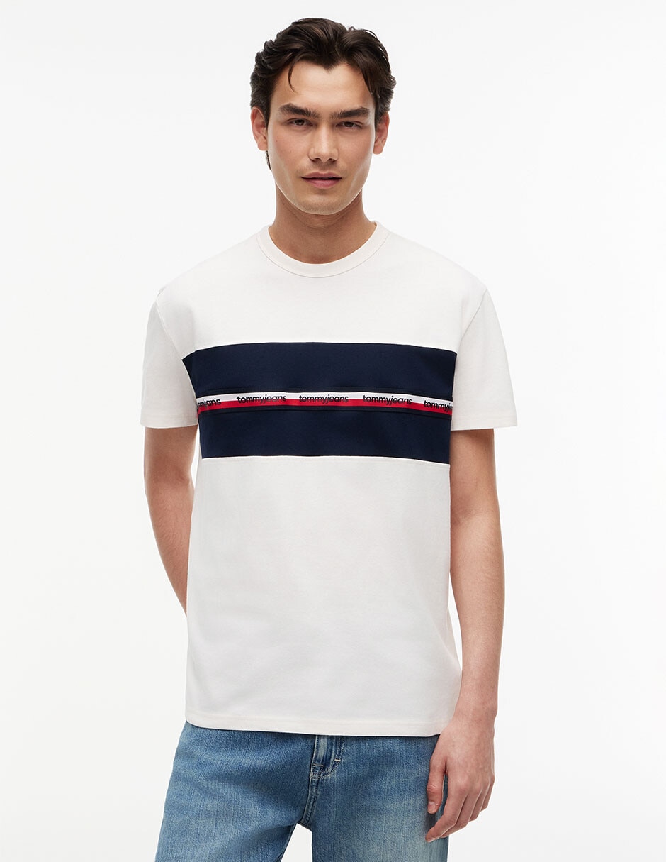 Playera Global Stripe Tape cuello redondo para hombre