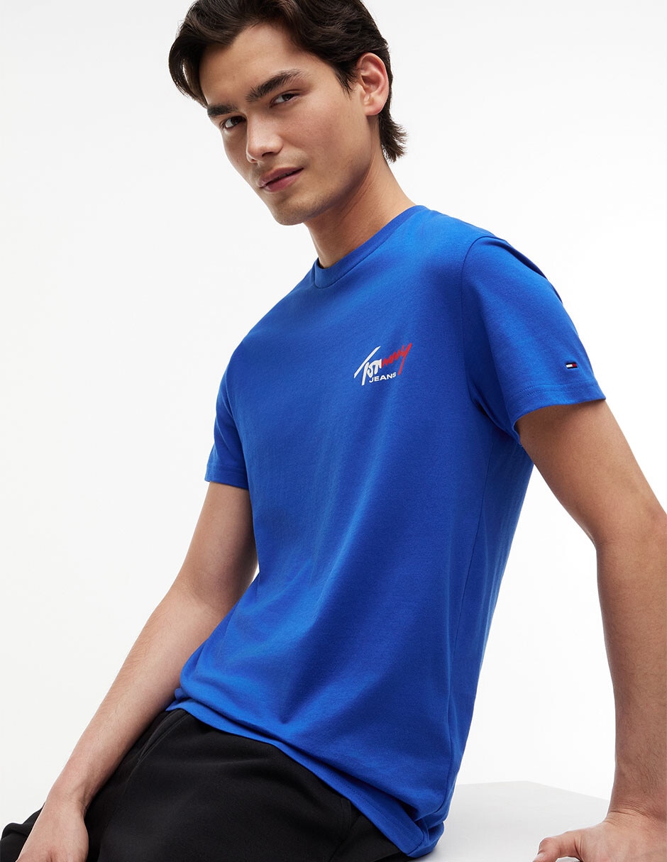 Playera Tommy Jeans Signature cuello redondo para hombre