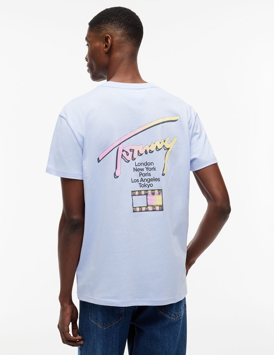 Playera Tommy Jeans Signature cuello redondo para hombre