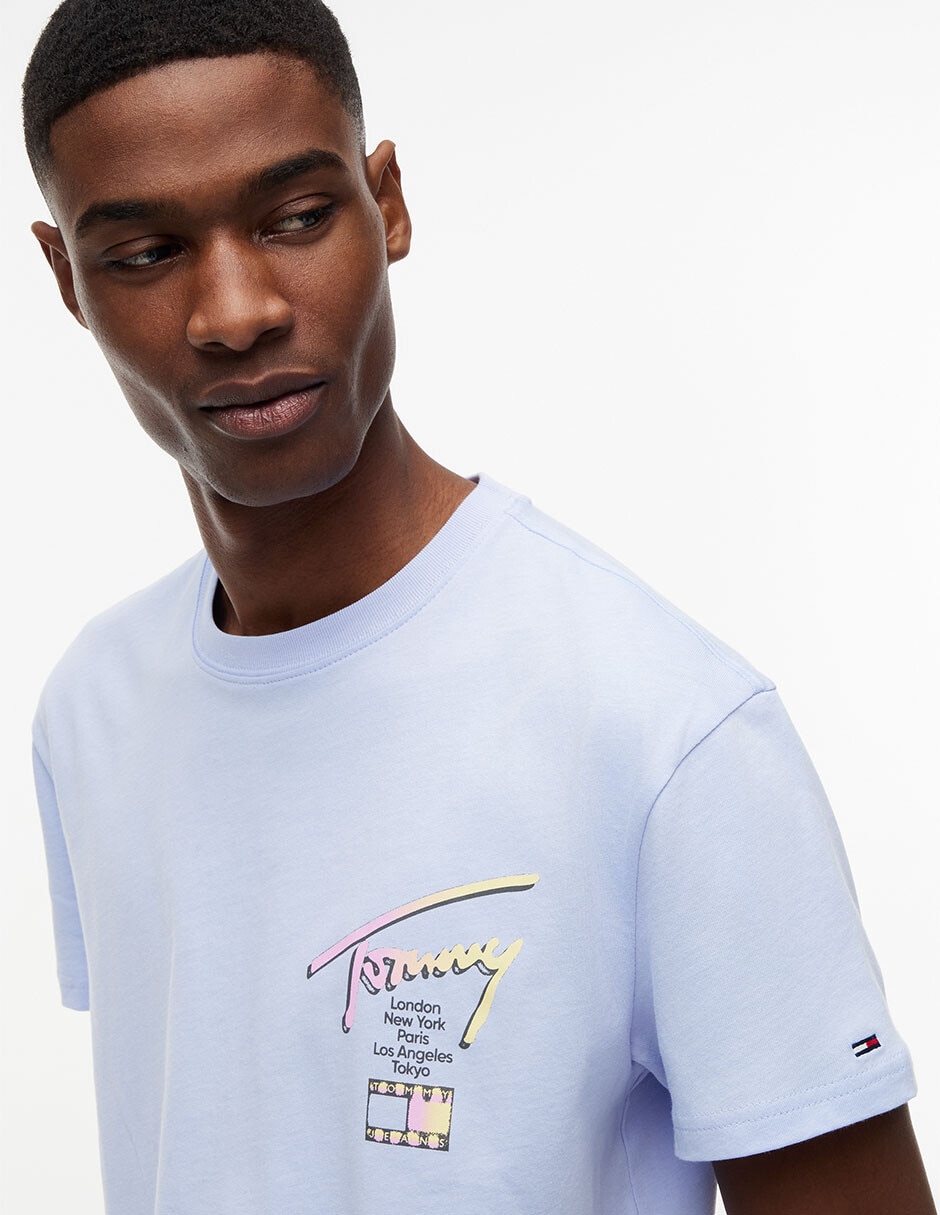 Playera Tommy Jeans Signature cuello redondo para hombre