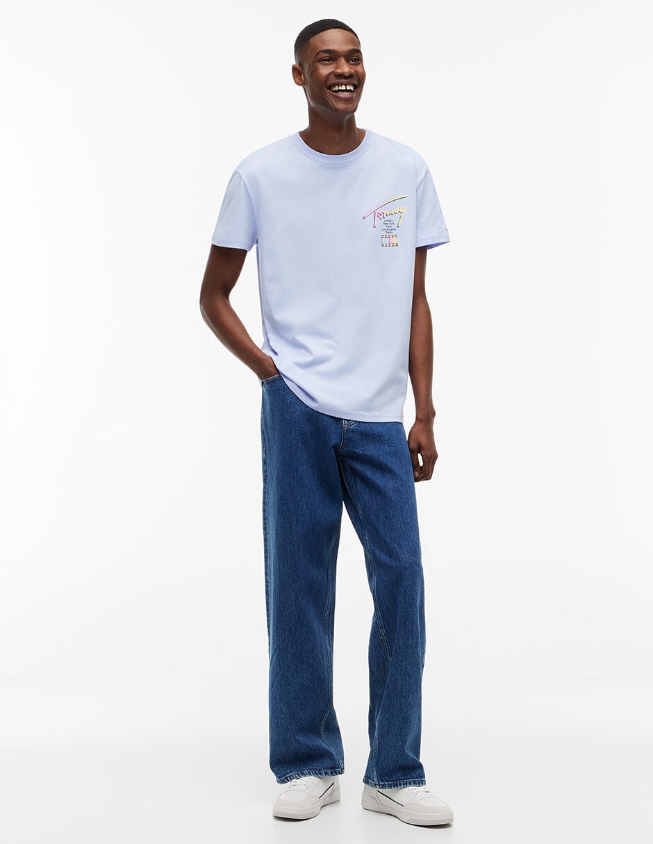 Playera Tommy Jeans Signature cuello redondo para hombre