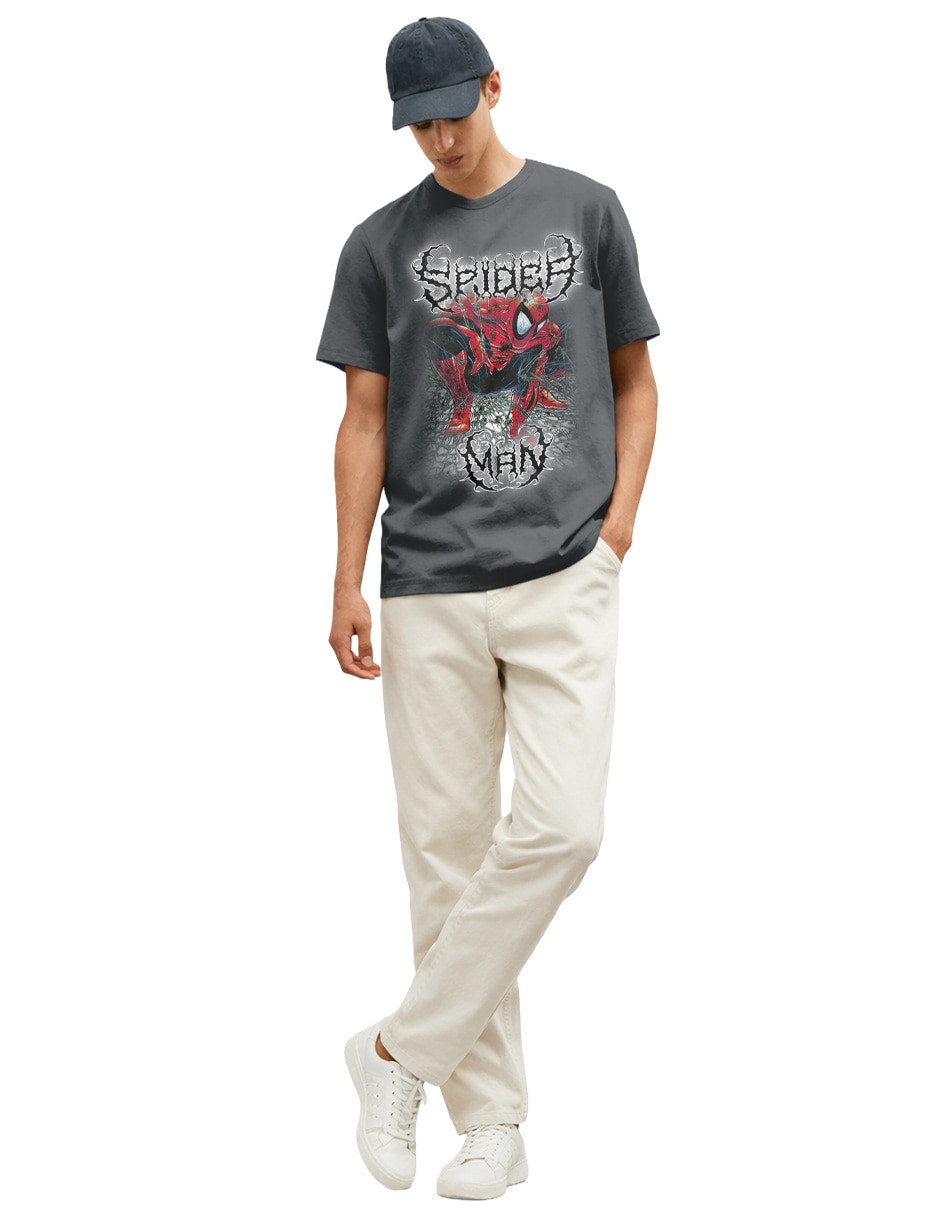 Playera spiderman cuello redondo para hombre