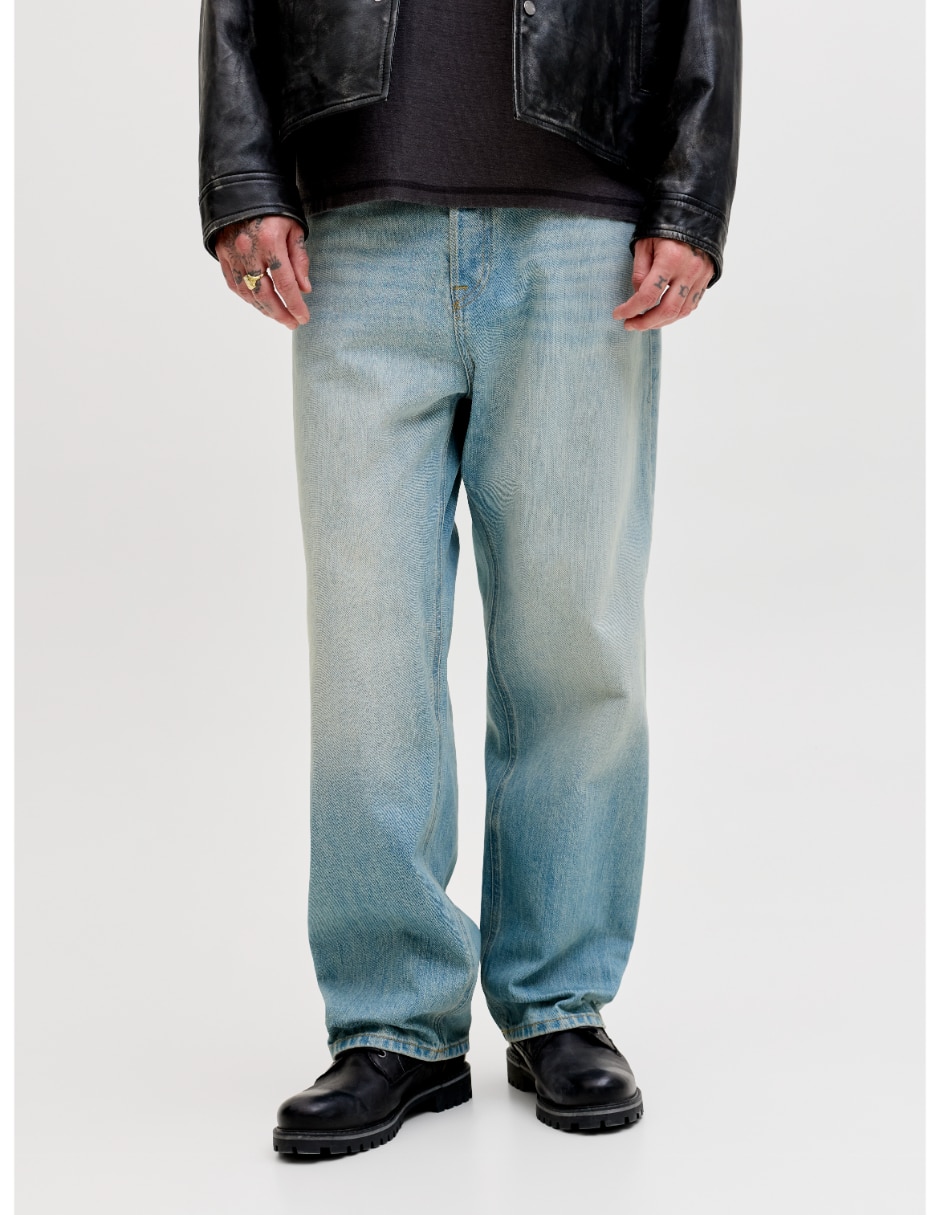 Jeans wide leg lavado claro para hombre