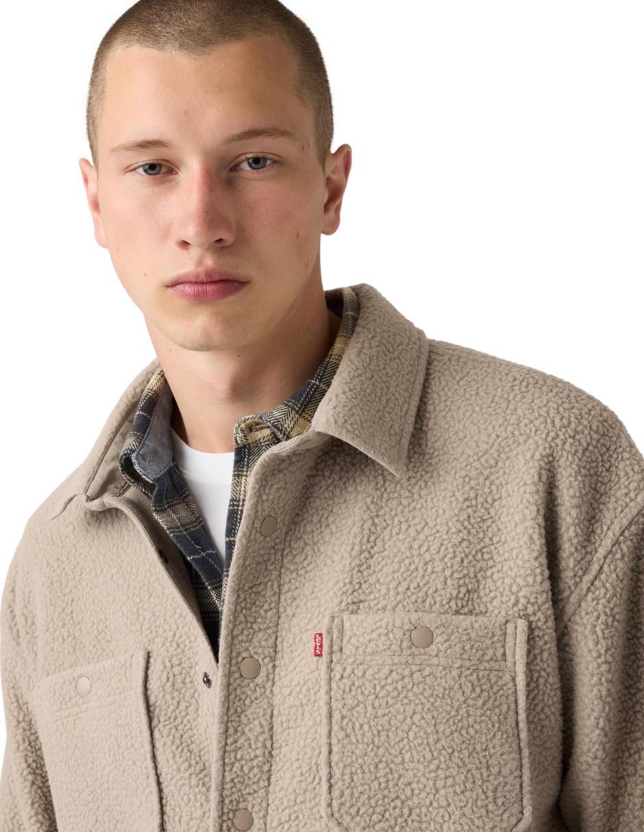Sobrecamisa casual de algodón manga larga para hombre 4