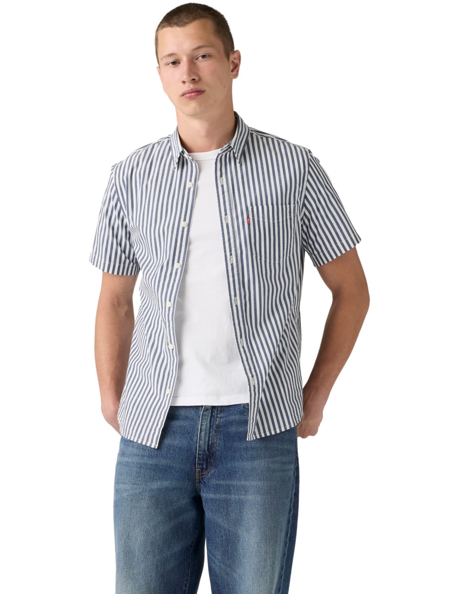 Camisa de algodón manga corta para hombre Camisa de algodón manga corta para hombre