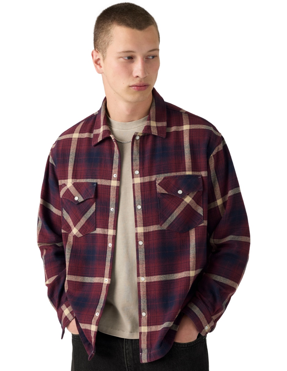 Sobrecamisa casual de algodón manga larga para hombre 3