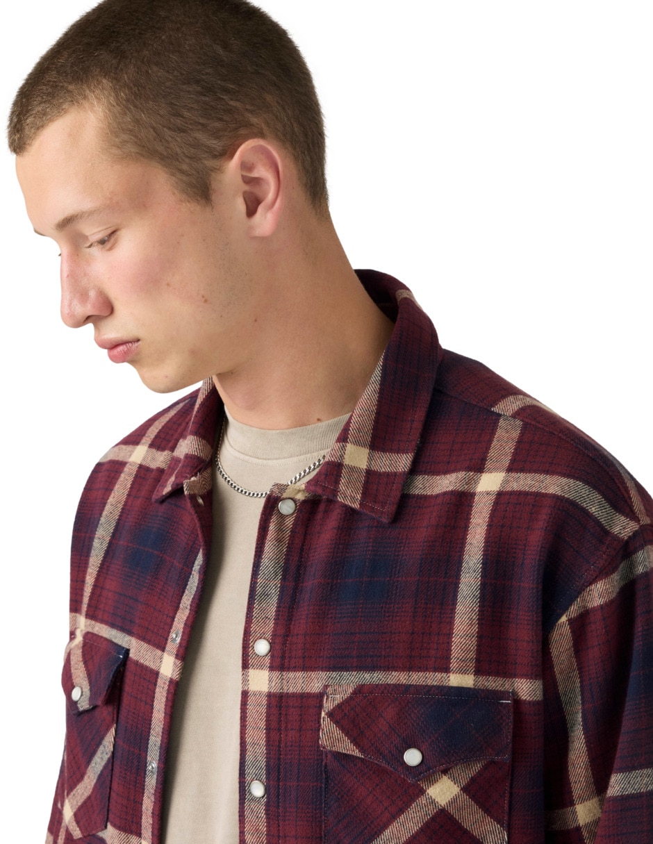 Sobrecamisa casual de algodón manga larga para hombre 4