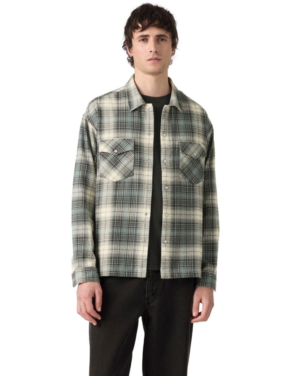Sobrecamisa casual de algodón manga larga para hombre Sobrecamisa casual de algodón manga larga para hombre
