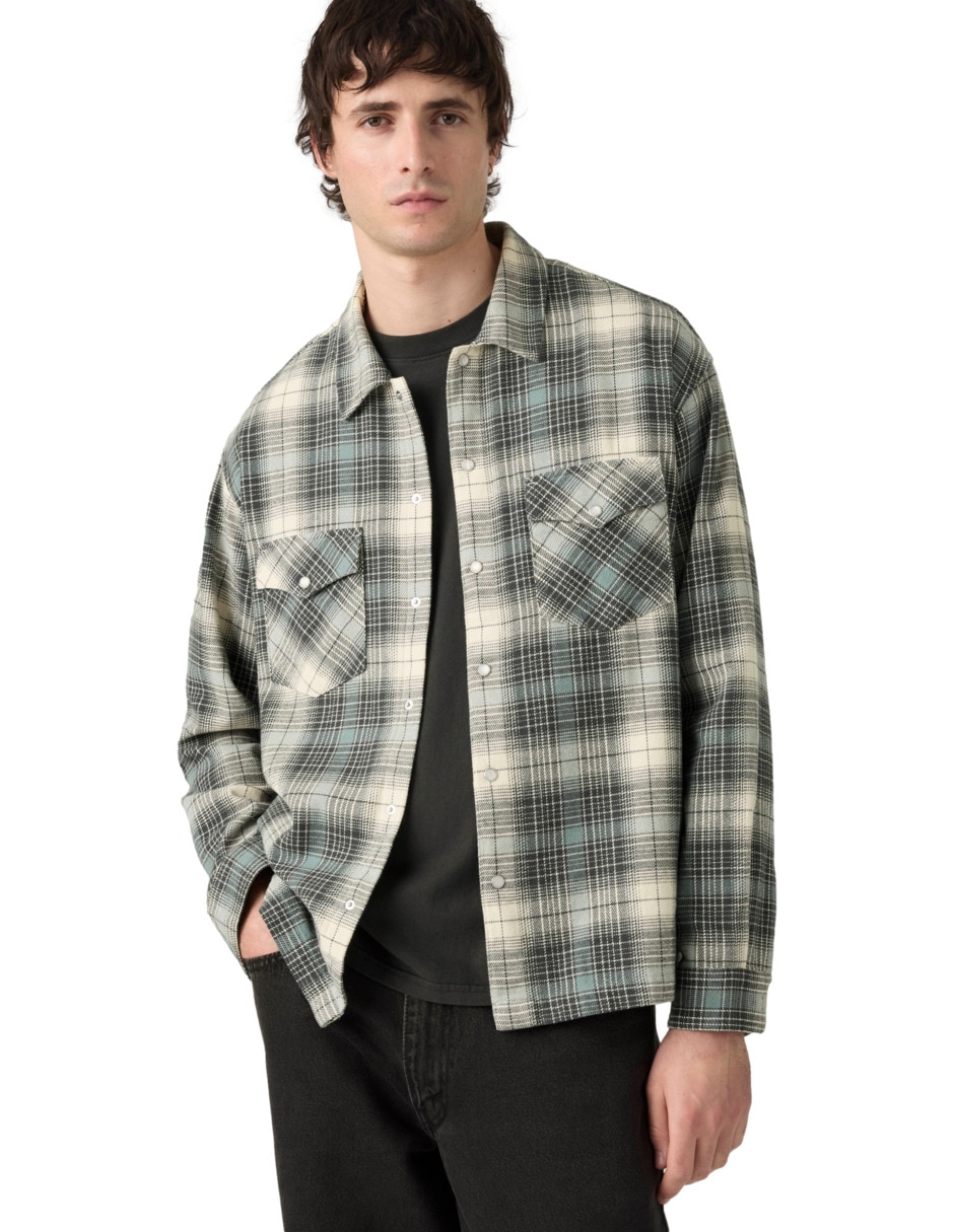 Sobrecamisa casual de algodón manga larga para hombre 3