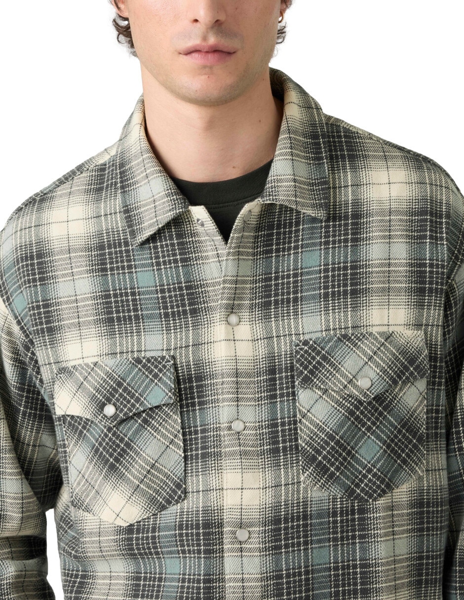 Sobrecamisa casual de algodón manga larga para hombre 4
