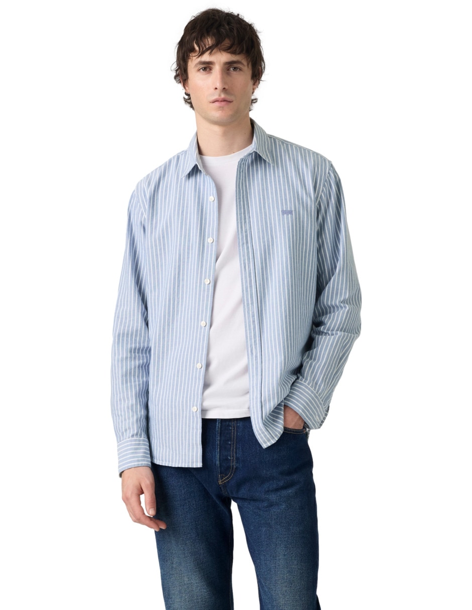 Camisa de algodón manga larga para hombre