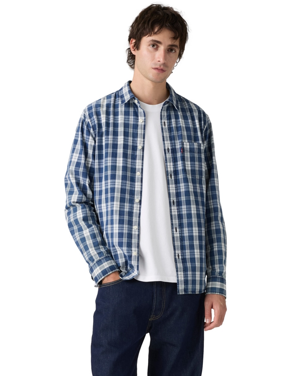 Camisa casual de algodón manga larga para hombre