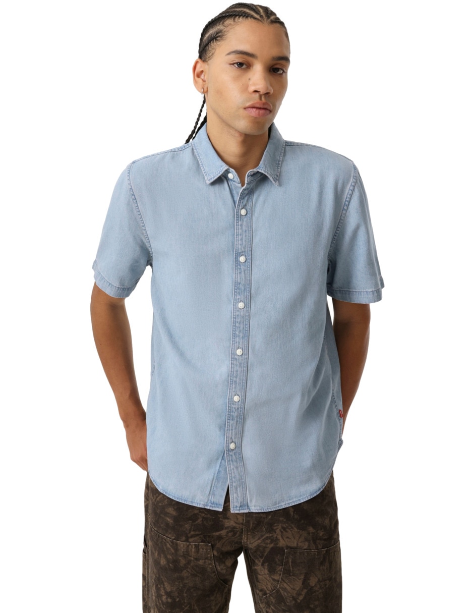 Camisa casual de algodón manga corta para hombre 6
