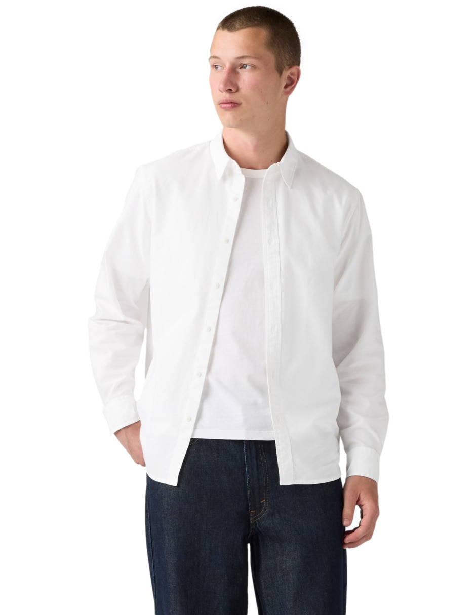 Camisa casual de algodón manga larga para hombre