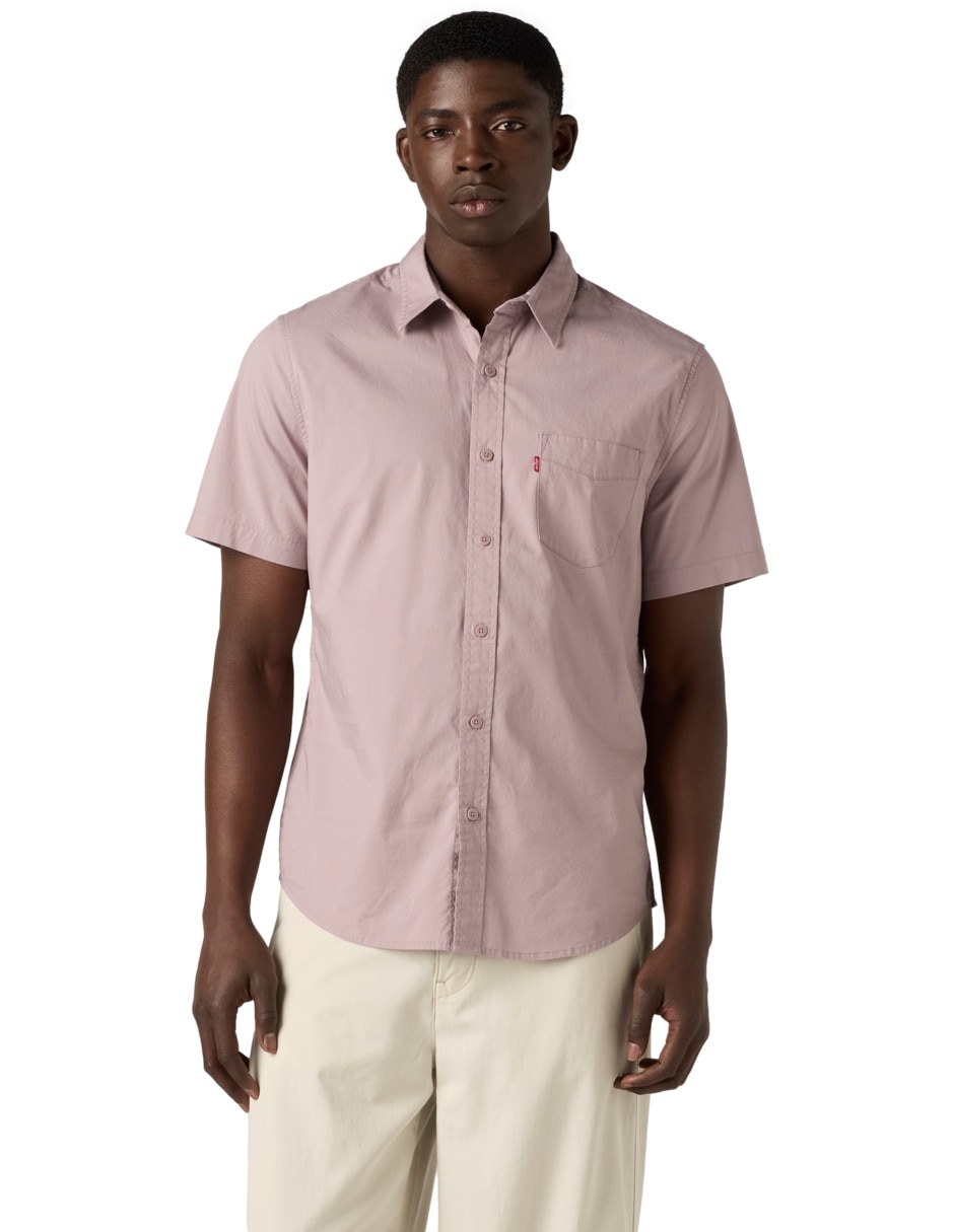 Camisa casual de algodón manga corta para hombre