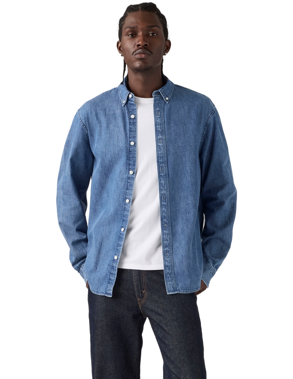 Camisa casual de algodón manga larga para hombre Camisa casual de algodón manga larga para hombre