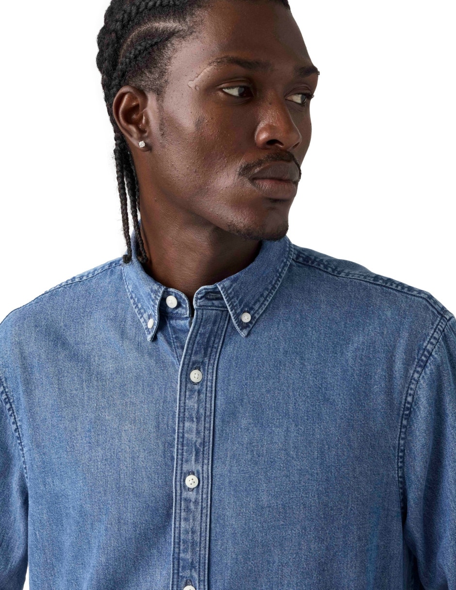 Camisa casual de algodón manga larga para hombre 4