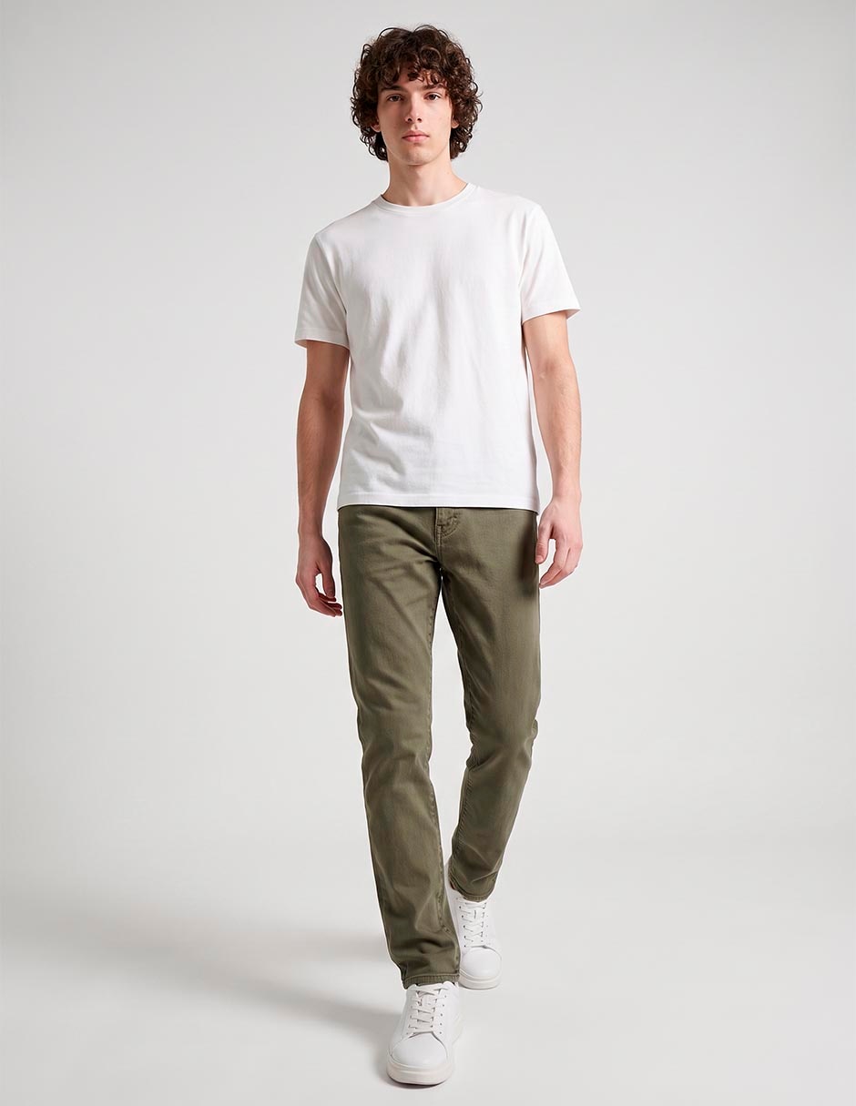 Pantalón casual regular straight de algodón para hombre 2