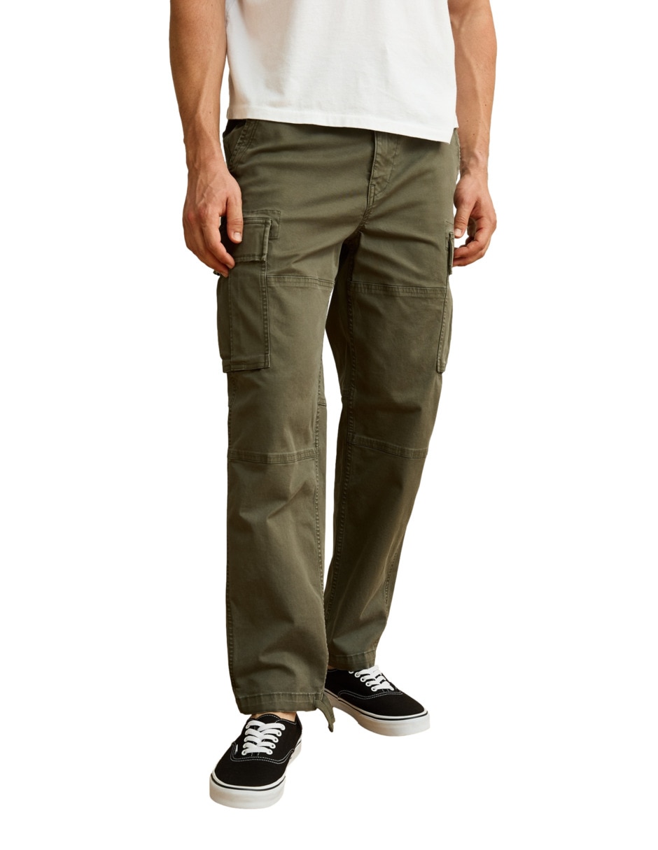 Pantalón casual cargo slim de algodón para hombre