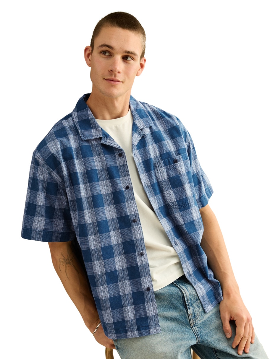Camisa casual de algodón manga larga para hombre