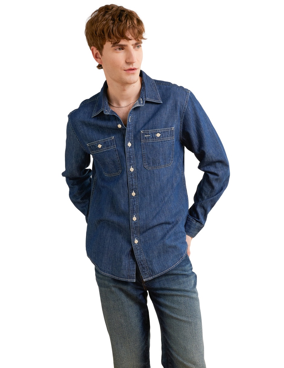 Camisa casual manga larga para hombre