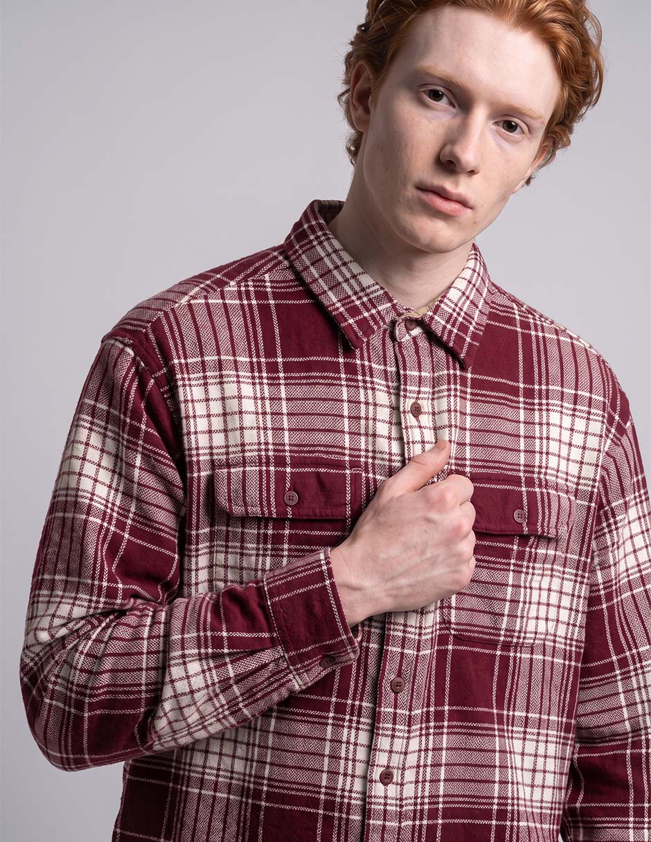 Sobrecamisa casual de algodón manga larga para hombre 2