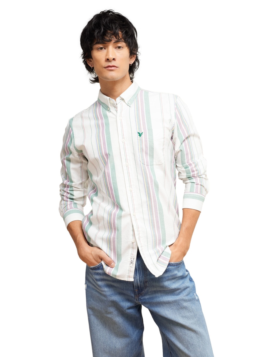 Camisa casual de algodón manga larga para hombre Camisa casual de algodón manga larga para hombre