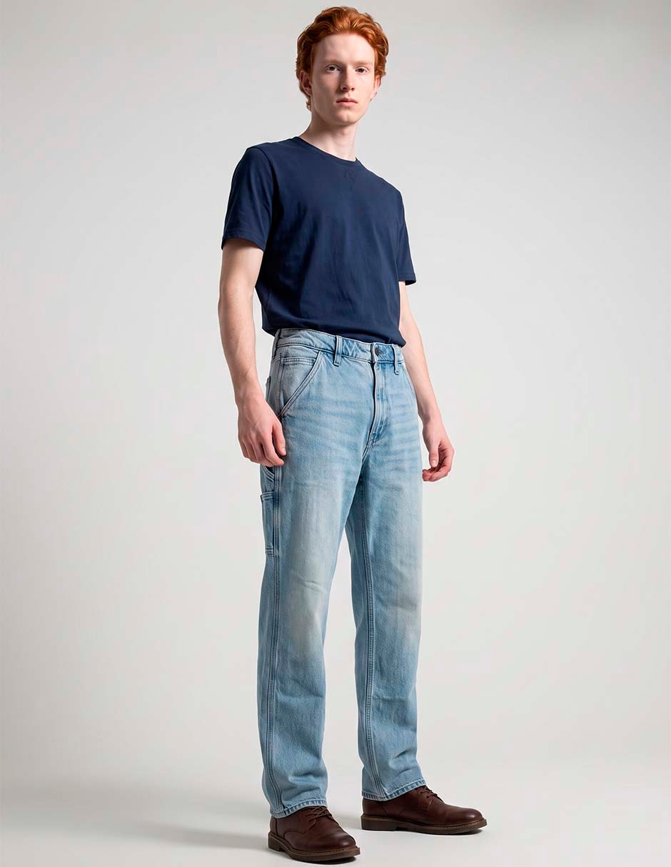 Jeans straight lavado claro para hombre