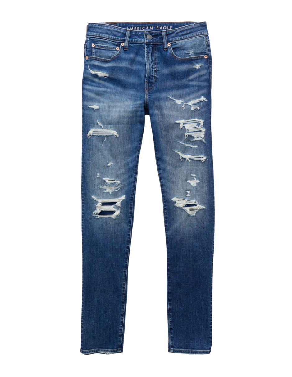 Jeans regular skinny jeans ae lavado obscuro para hombre 4