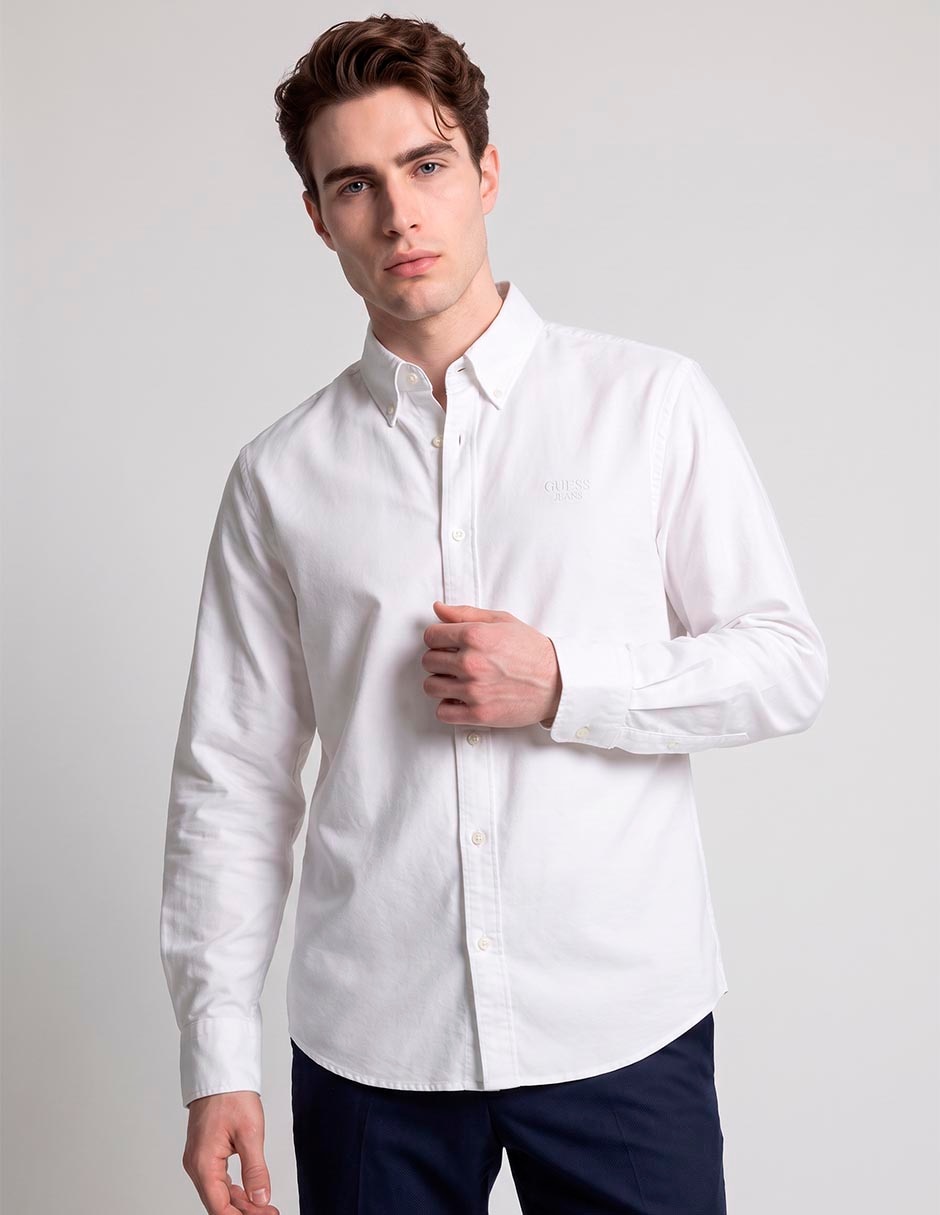 Camisa casual de algodón manga larga para hombre
