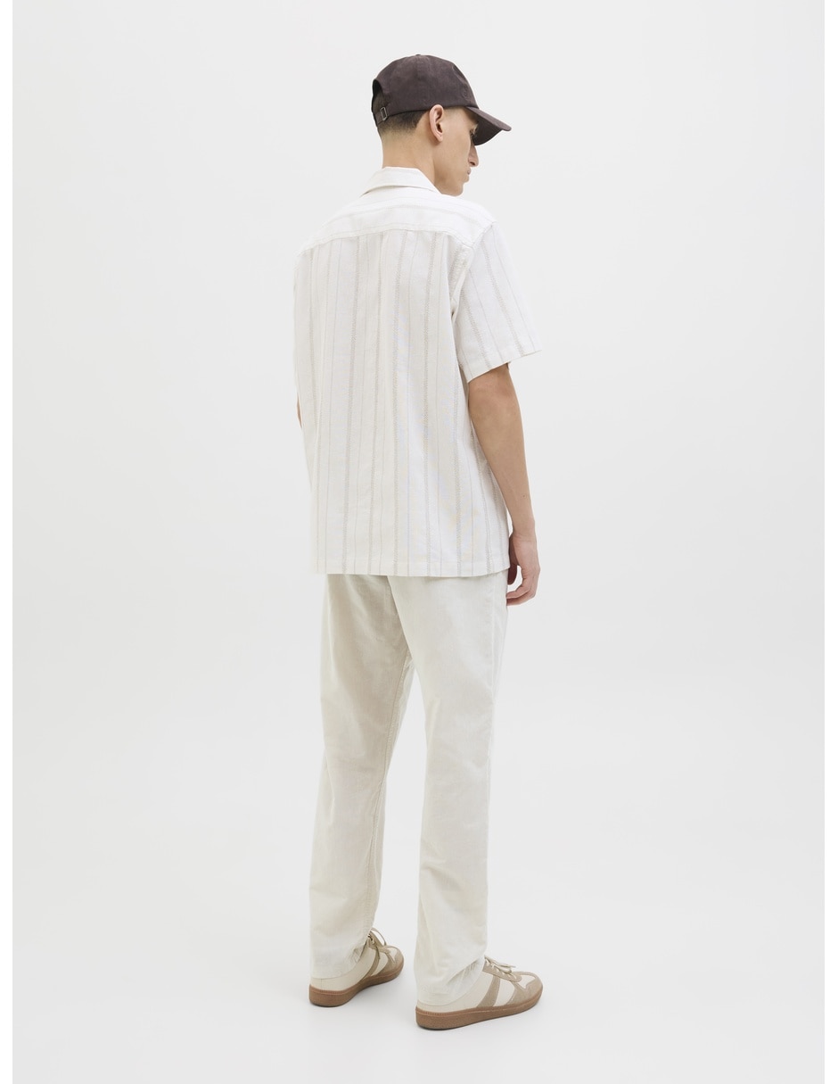 Pantalón casual recto de algodón y lino para hombre 2