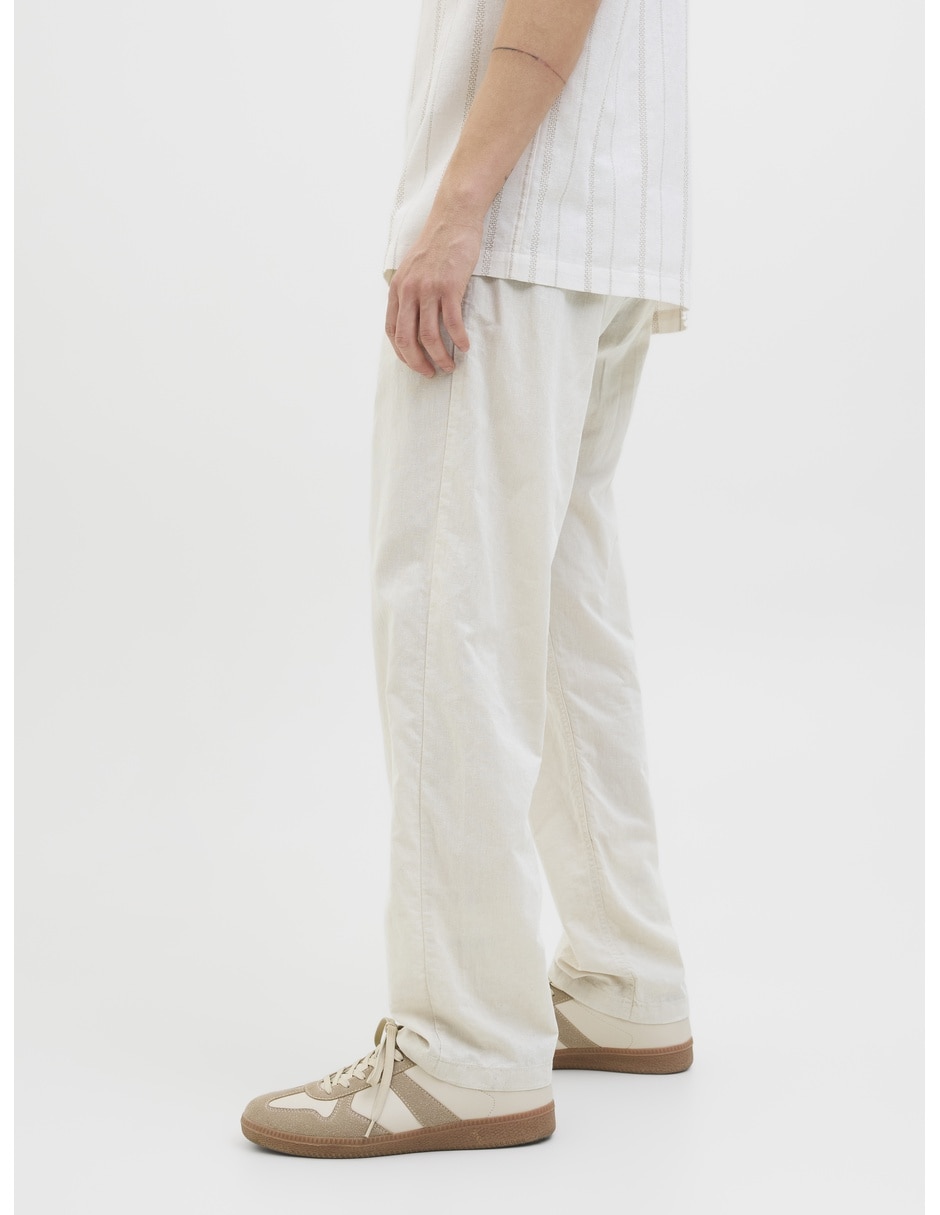 Pantalón casual recto de algodón y lino para hombre 3