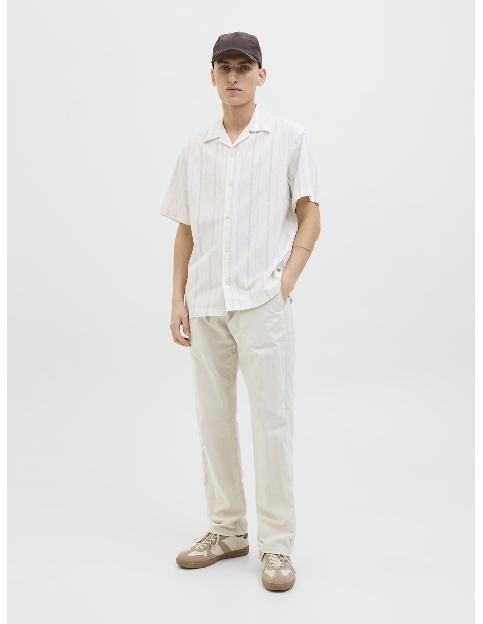 Pantalón casual recto de algodón y lino para hombre 5