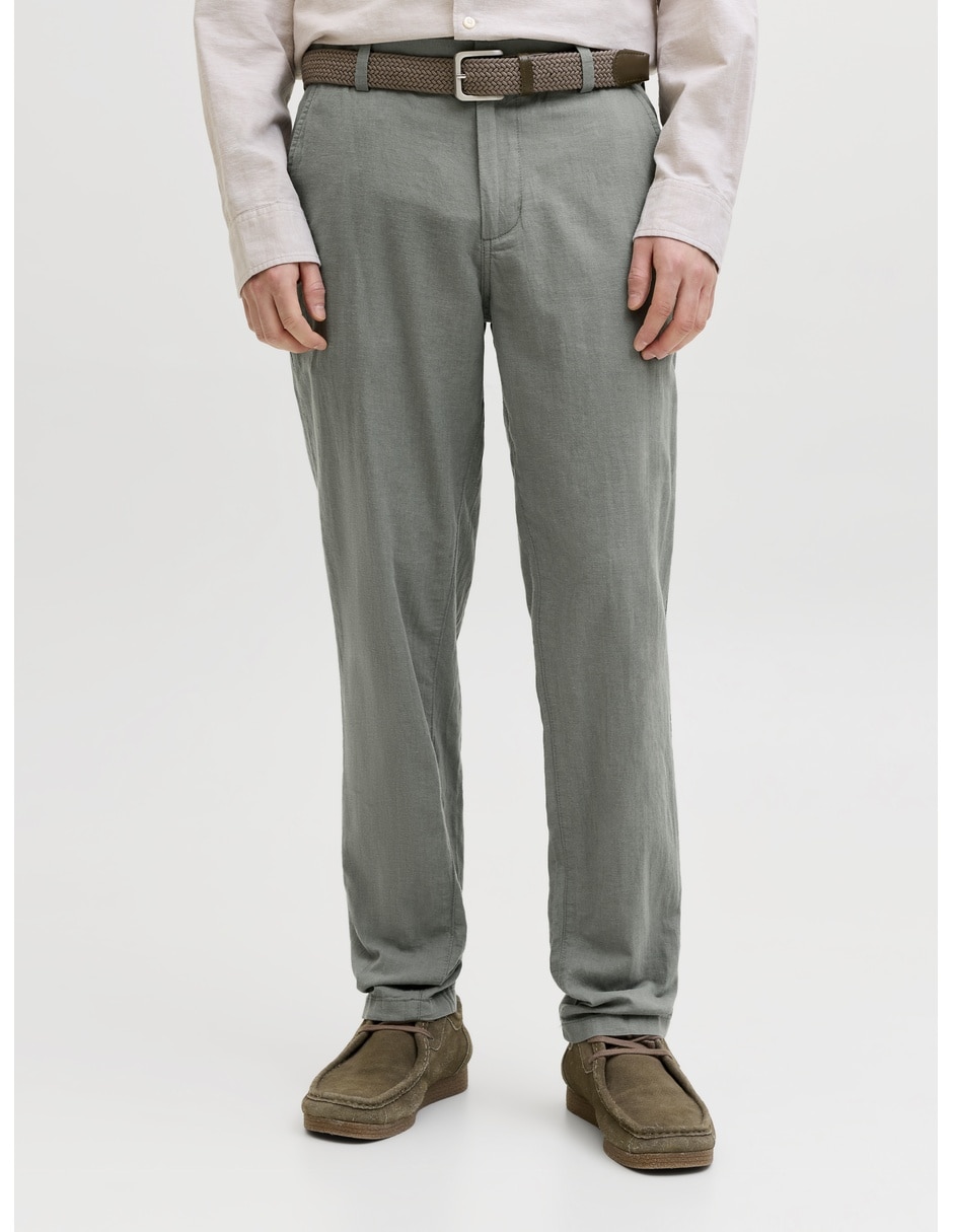 Pantalón casual chino regular jack & jones de algodón y lino para hombre