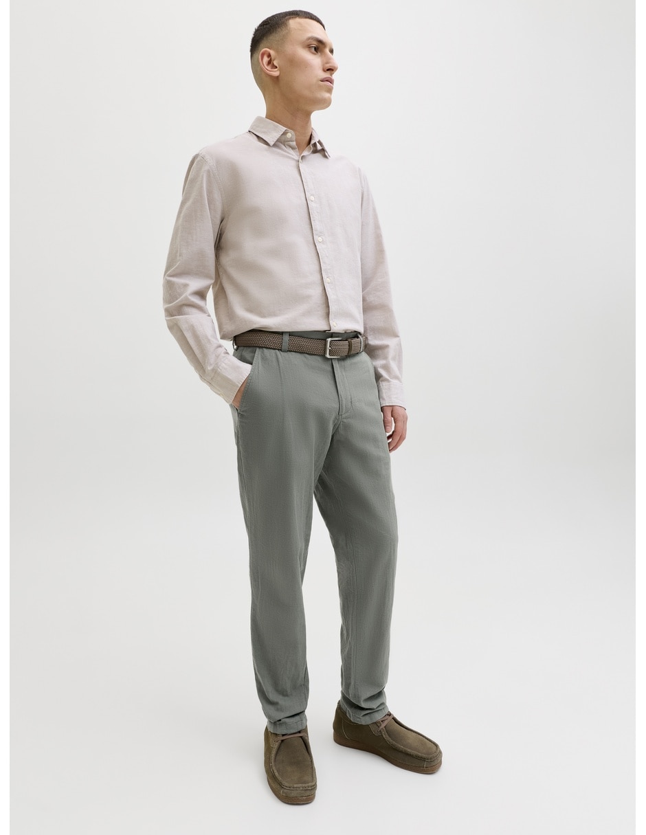 Pantalón casual chino regular jack & jones de algodón y lino para hombre