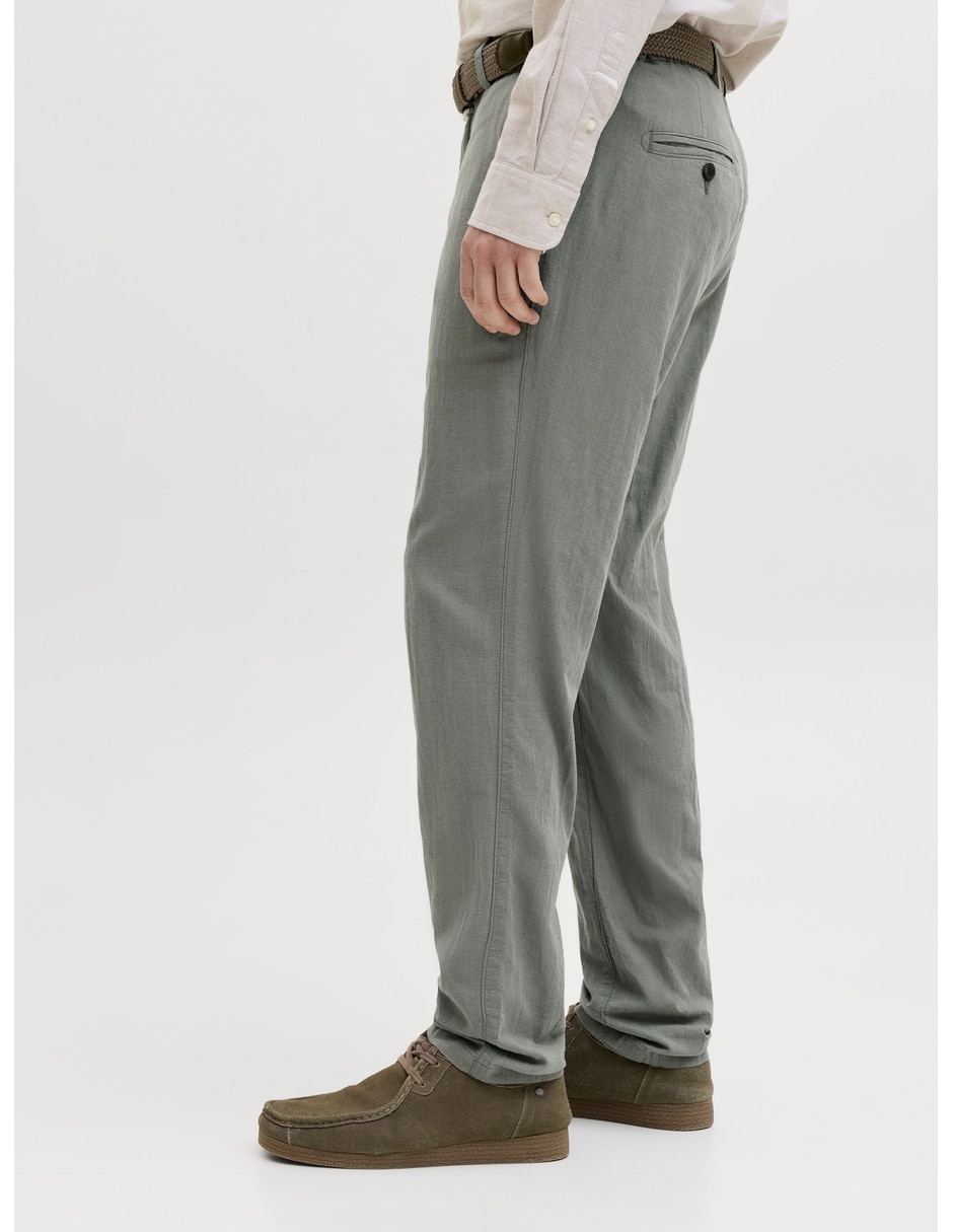 Pantalón casual chino regular jack & jones de algodón y lino para hombre