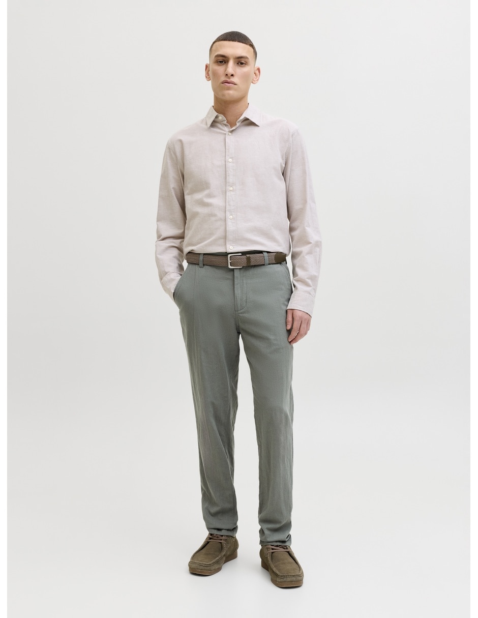 Pantalón casual chino regular jack & jones de algodón y lino para hombre
