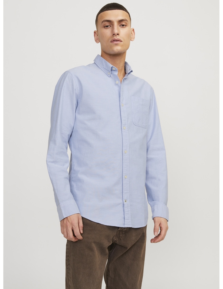 Camisa casual manga larga para hombre