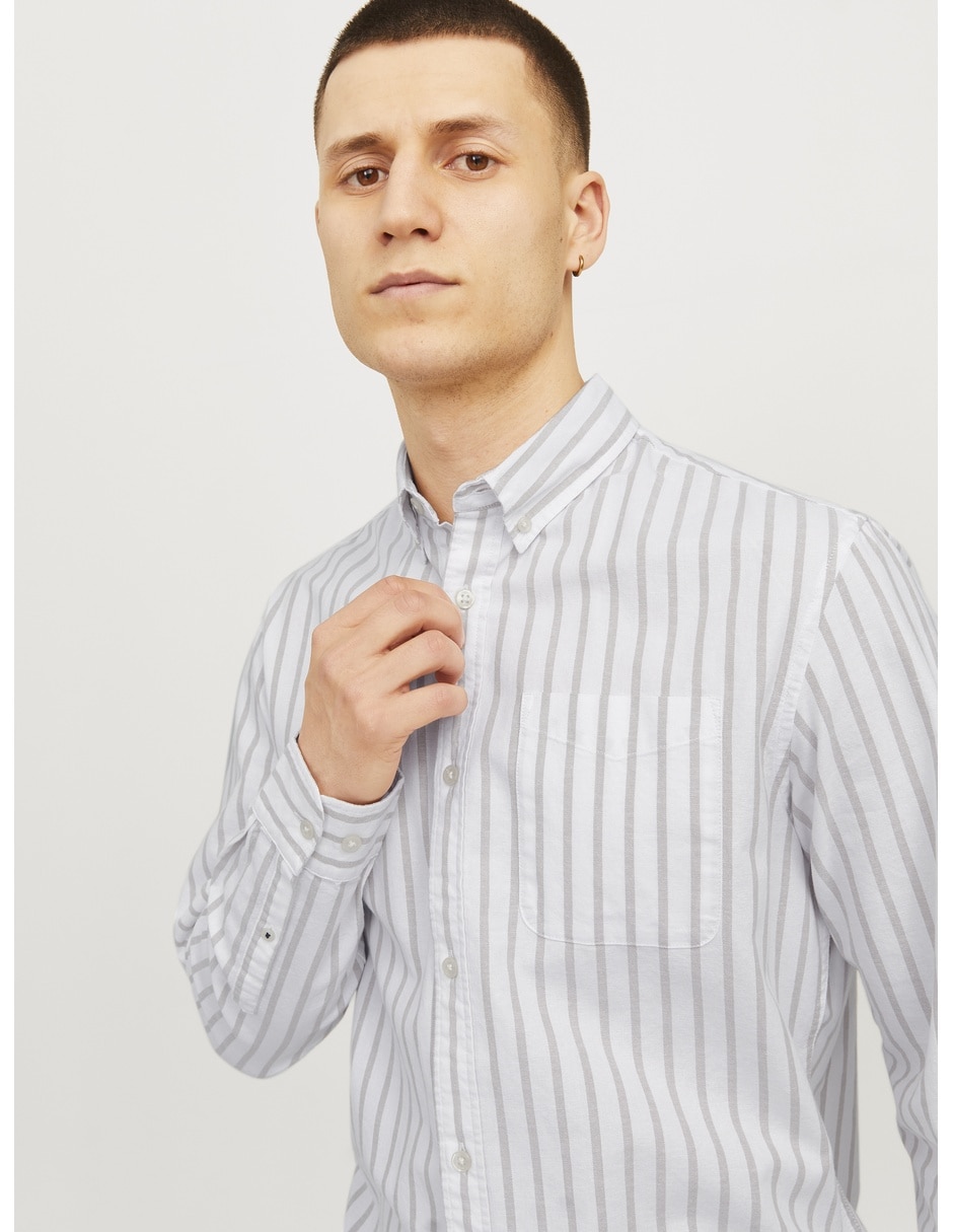 Camisa casual jack & jones de algodón manga larga para hombre