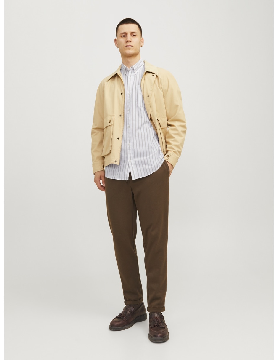 Camisa casual jack & jones de algodón manga larga para hombre