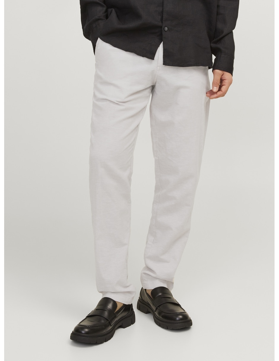 Pantalón casual chino regular de algodón y lino para hombre Pantalón casual chino regular de algodón y lino para hombre