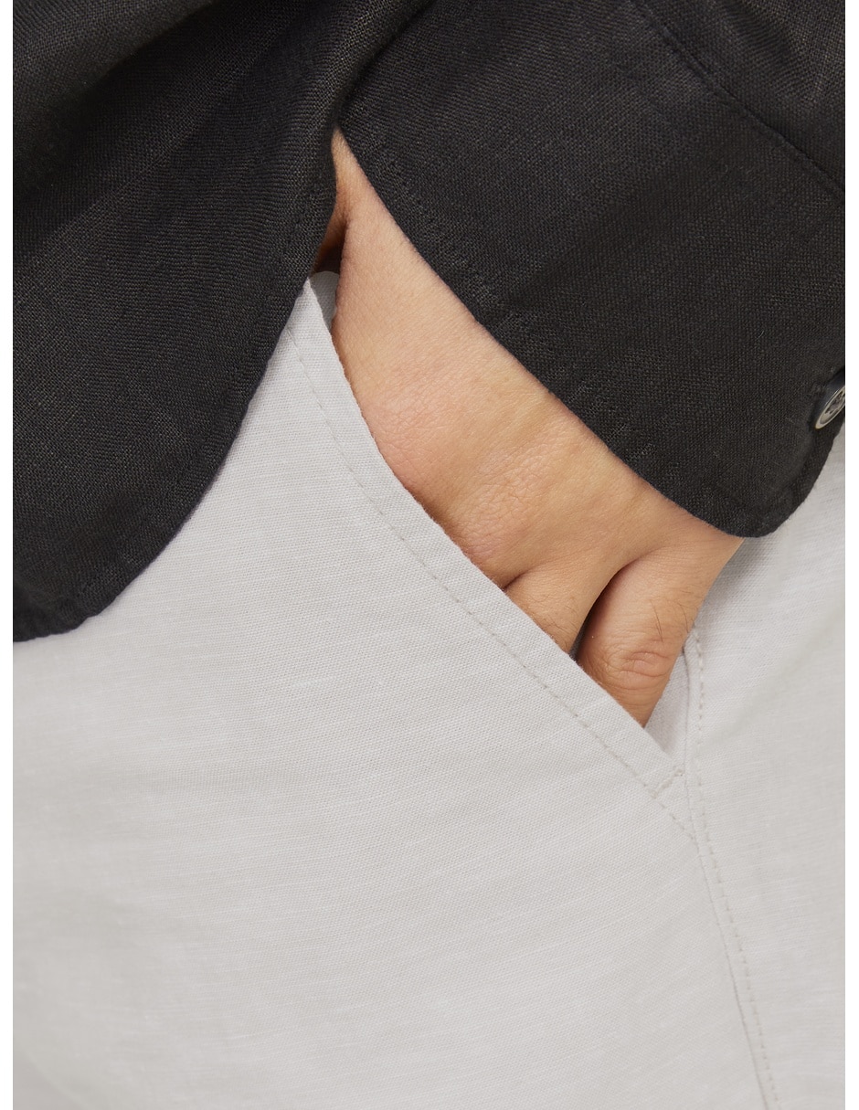 Pantalón casual chino regular de algodón y lino para hombre 3