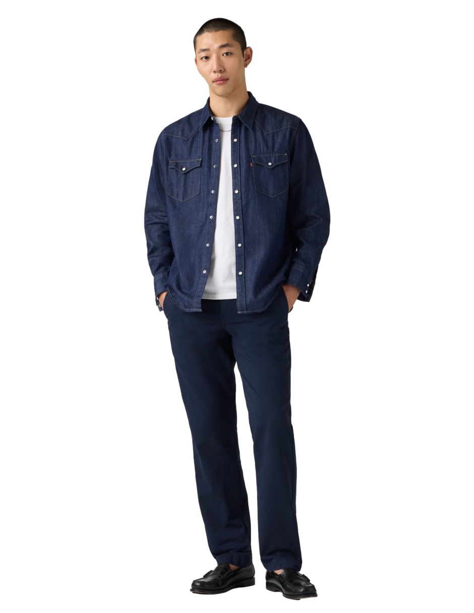 Pantalón casual regular regular de algodón para hombre 2