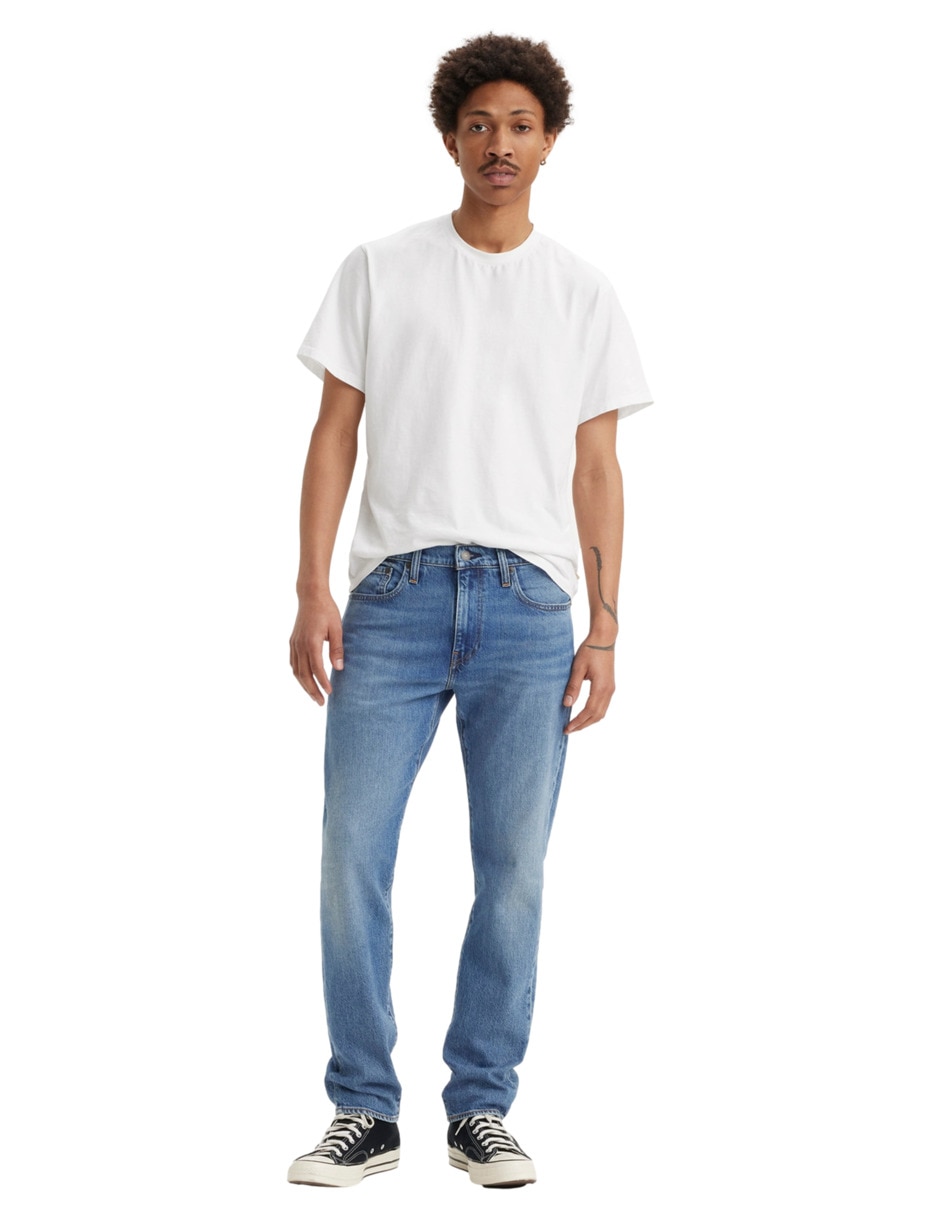 Jeans taper lavado claro para hombre 4
