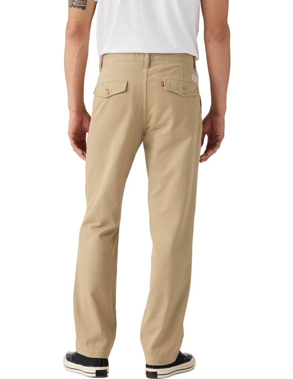 Pantalón casual regular regular de algodón para hombre 4