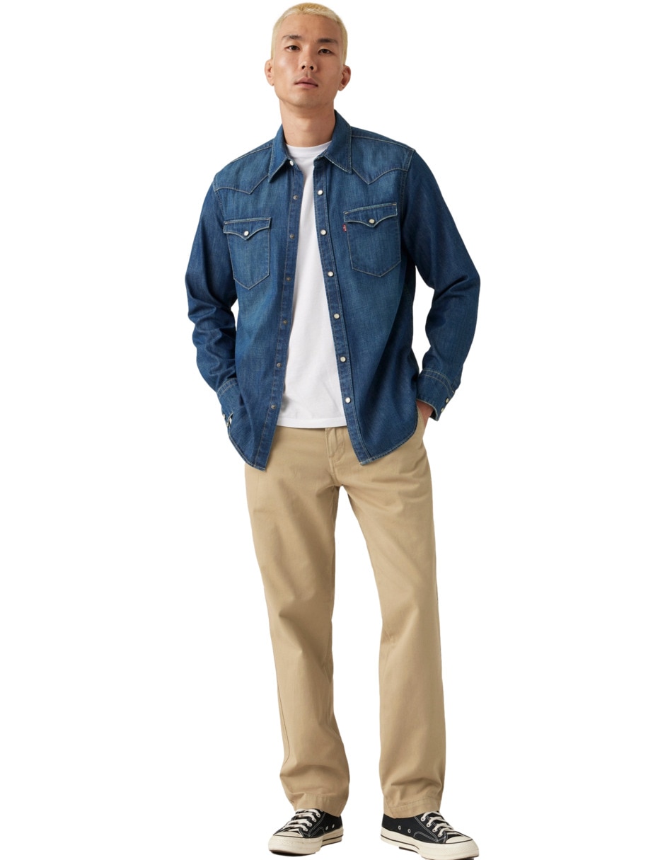 Pantalón casual regular regular de algodón para hombre 2