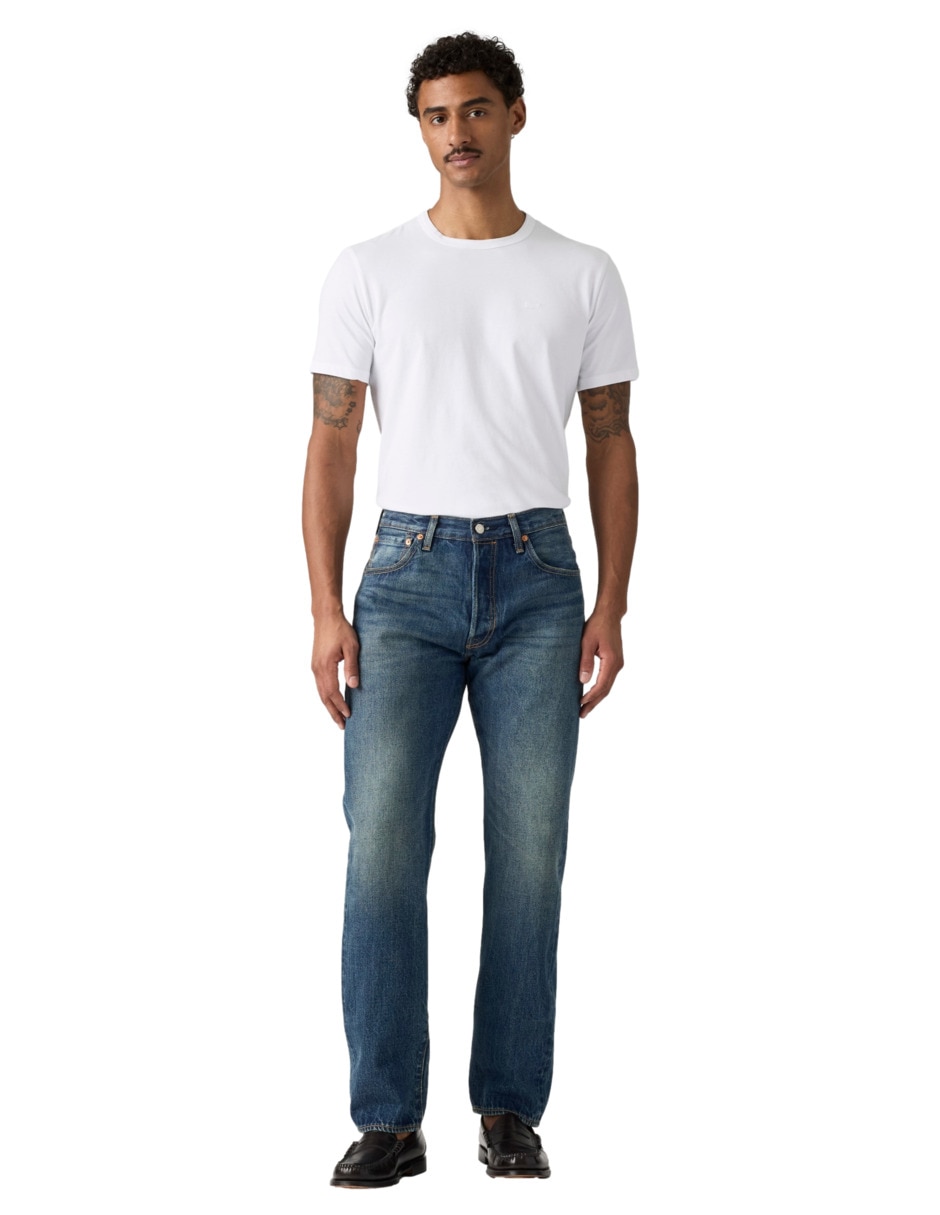 Jeans straight 501 lavado obscuro para hombre 4