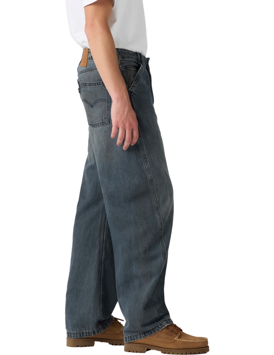 Jeans regular baggy lavado obscuro para hombre 4