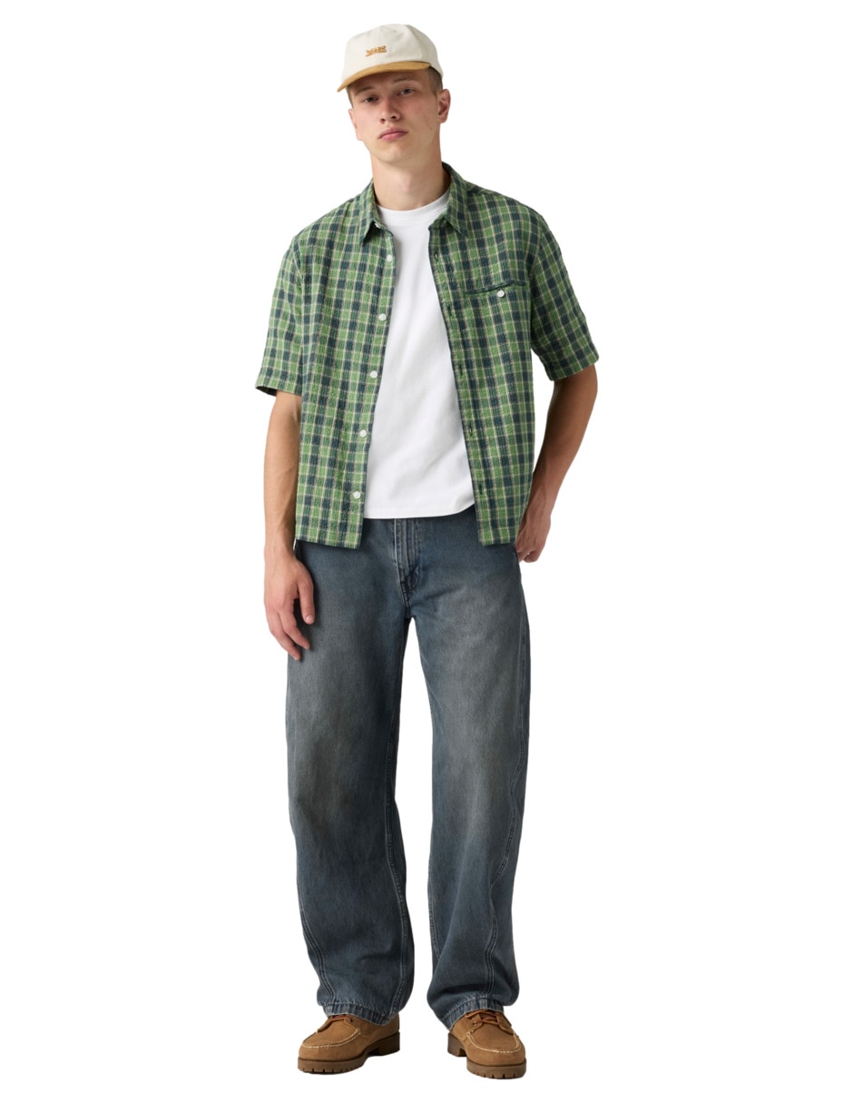 Jeans regular baggy lavado obscuro para hombre 2