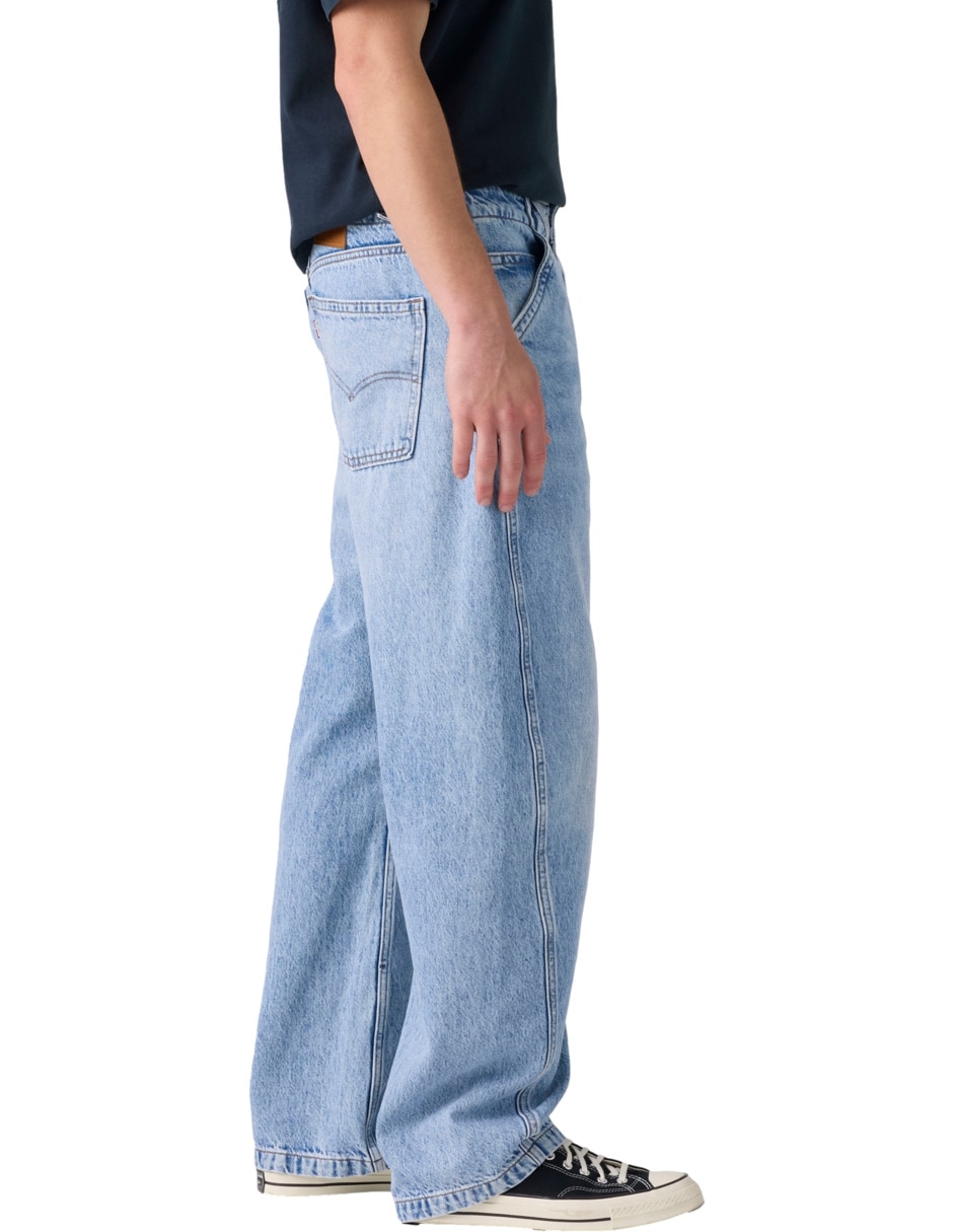 Jeans regular baggy lavado claro para hombre 4